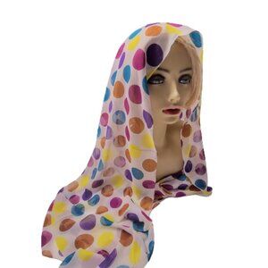Polka Dots Scarf with Multicolor Large Circles on White Background  Scarf
